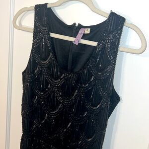 Black sequin sleeveless romper